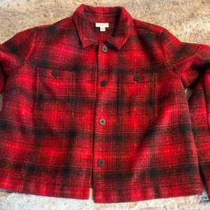 J. Jill Red and Black Checkered Jacket cropped